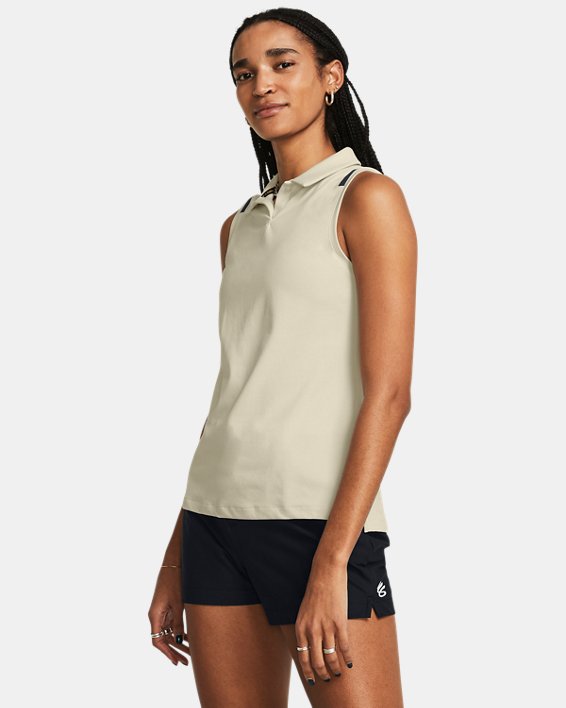 Women's Curry Splash Sleeveless Polo in White image number 0